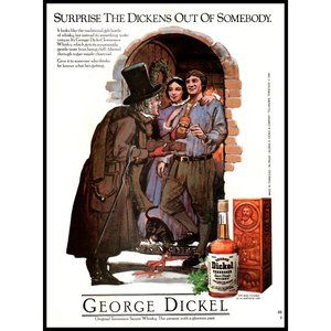 1982 George Dickel Whiskey Vintage Print Ad Charles Dickens Scrooge Wall Art